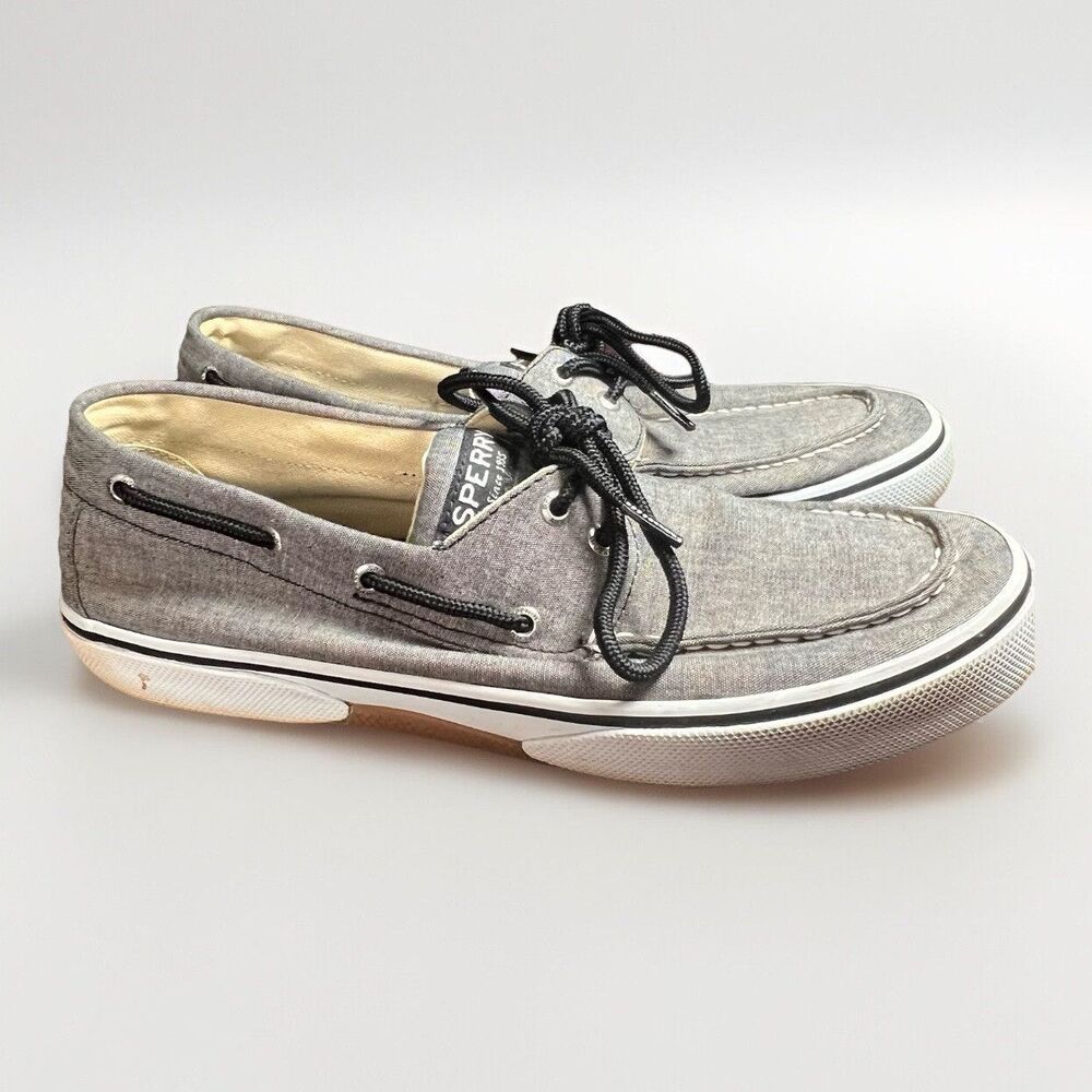 Sperry Top Sider Size 10.5M HALYARD 2-EYE Chambray Grey Men's Boat Shoes